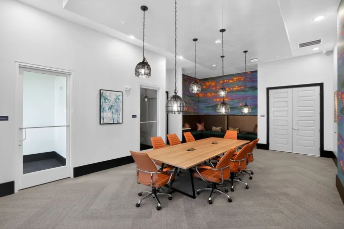 Shared dining and meeting area at Entrada Apartments, Cape Coral