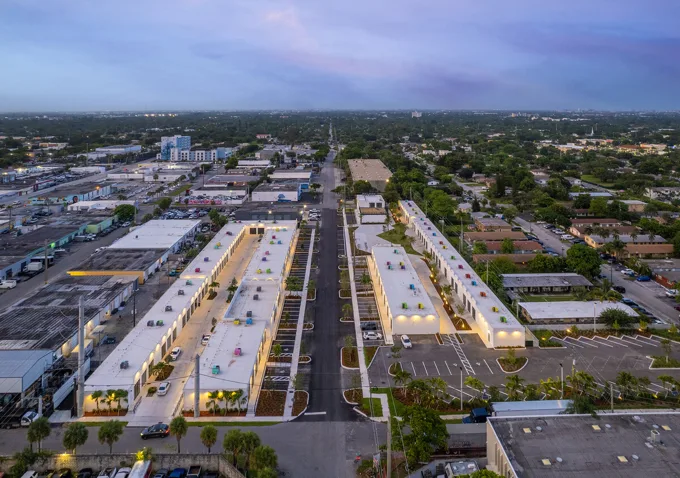 Aerial view along the commercial property at Thrive Art District, Fort Lauderdale